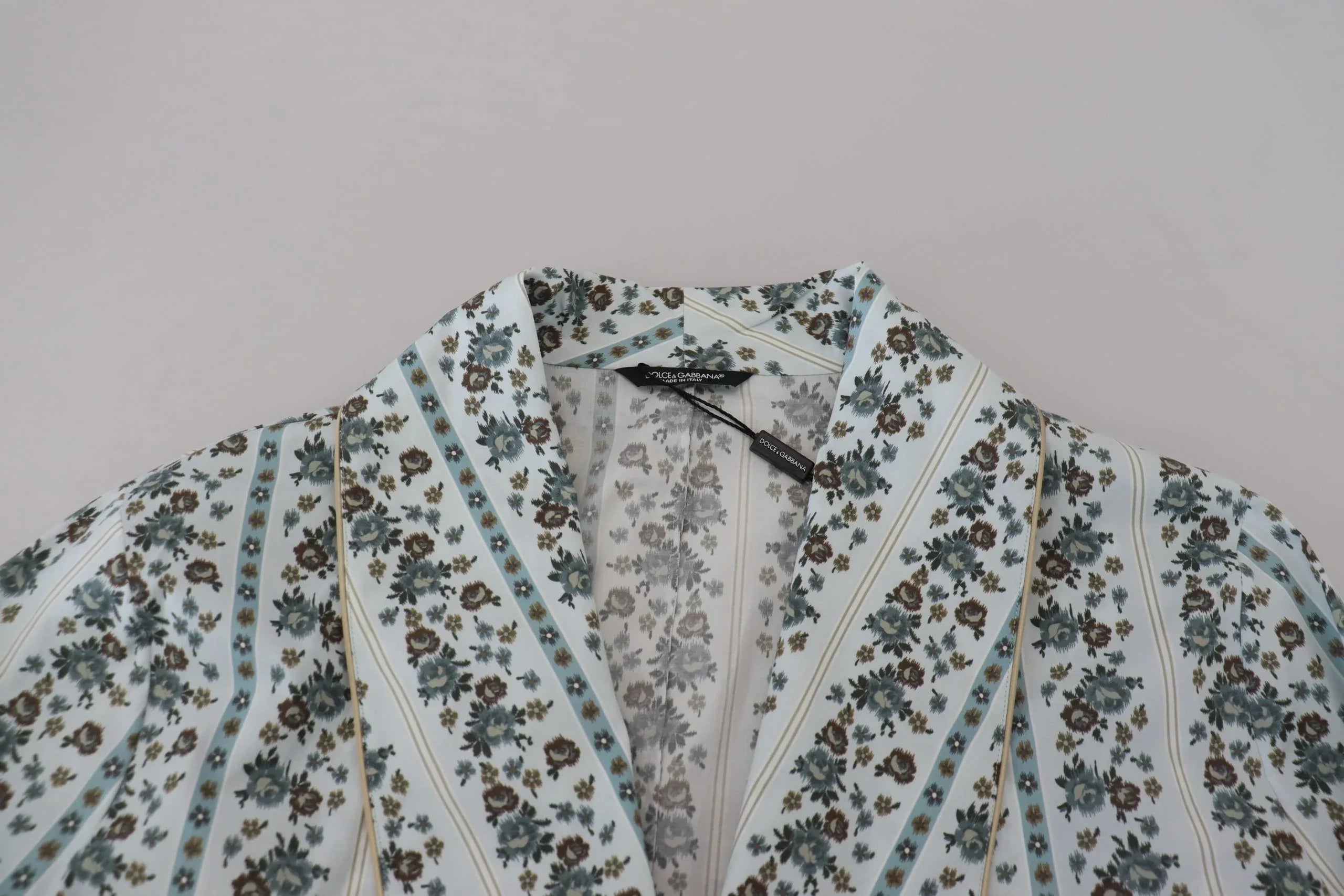 Dolce & Gabbana Blue Floral Cotton Robe Coat Jacket - Zeiniez