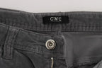 Costume National Gray Cotton Super Slim Corduroys Jeans - Zeiniez