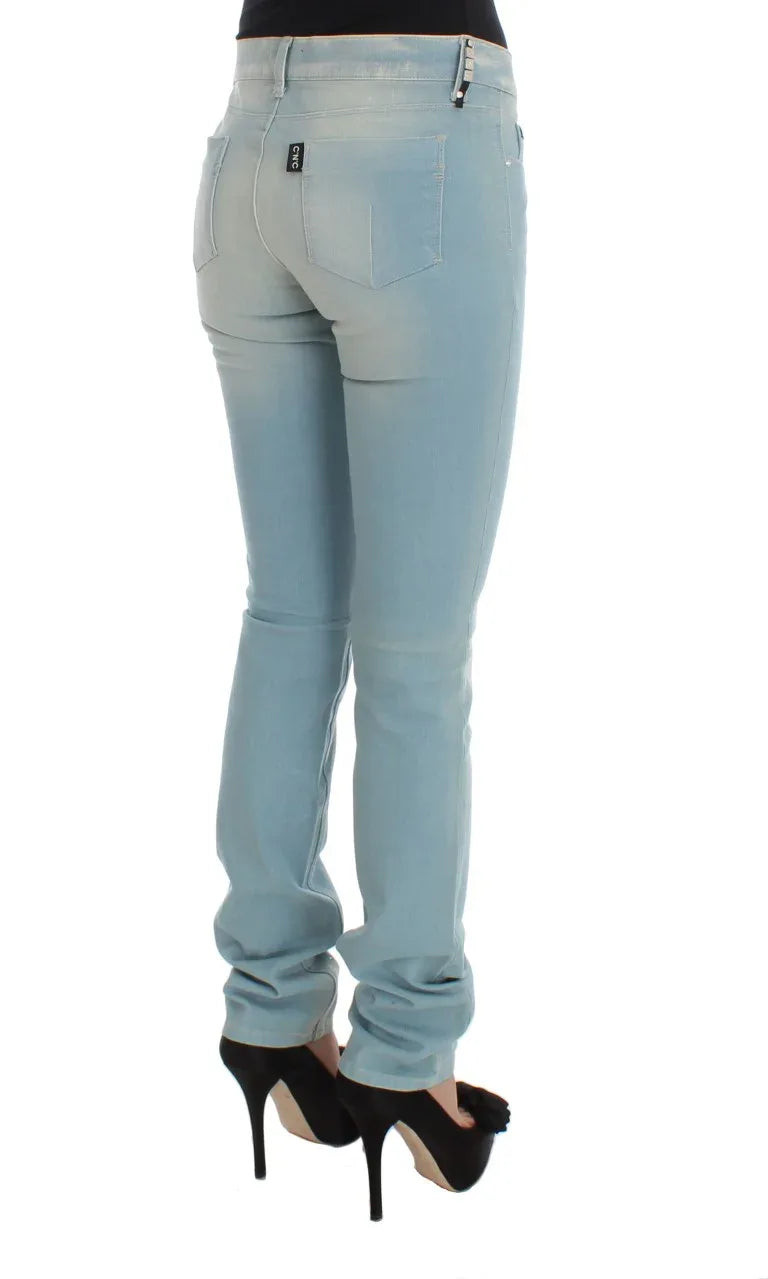 Costume National Blue Cotton Blend Super Slim Fit Jeans - Zeiniez