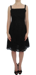 Dolce & Gabbana Black Floral Lace Shift Knee Length Dress - Zeiniez