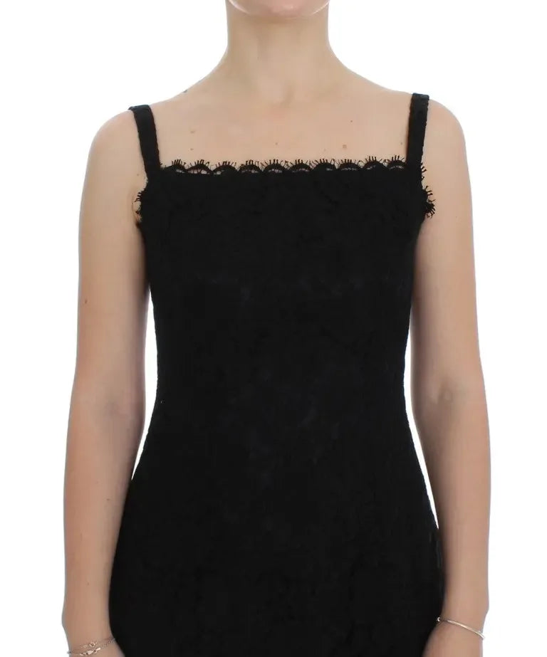 Dolce & Gabbana Black Floral Lace Shift Knee Length Dress - Zeiniez