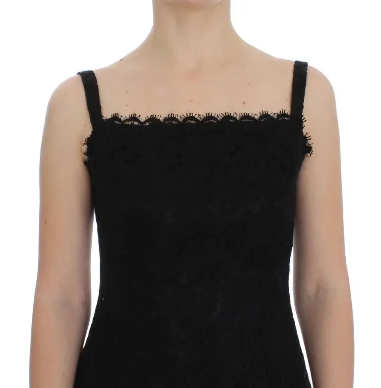 Dolce & Gabbana Black Floral Lace Shift Knee Length Dress - Zeiniez