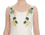 Dolce & Gabbana White Brocade Crystal Sheath Dress - Zeiniez