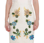 Dolce & Gabbana White Brocade Crystal Sheath Dress - Zeiniez
