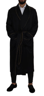 Dolce & Gabbana Black 100% Silk Robe Coat Wrap  Jacket - Zeiniez