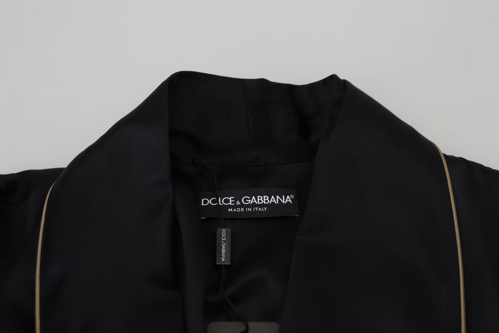 Dolce & Gabbana Black 100% Silk Robe Coat Wrap  Jacket - Zeiniez