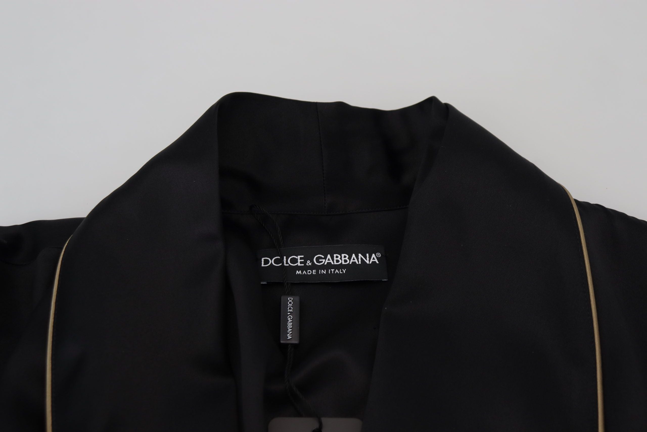 Dolce & Gabbana Black 100% Silk Robe Coat Wrap  Jacket - Zeiniez