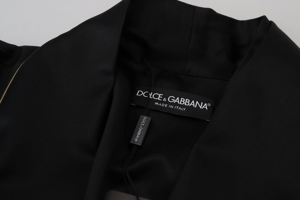 Dolce & Gabbana Black 100% Silk Robe Coat Wrap  Jacket - Zeiniez
