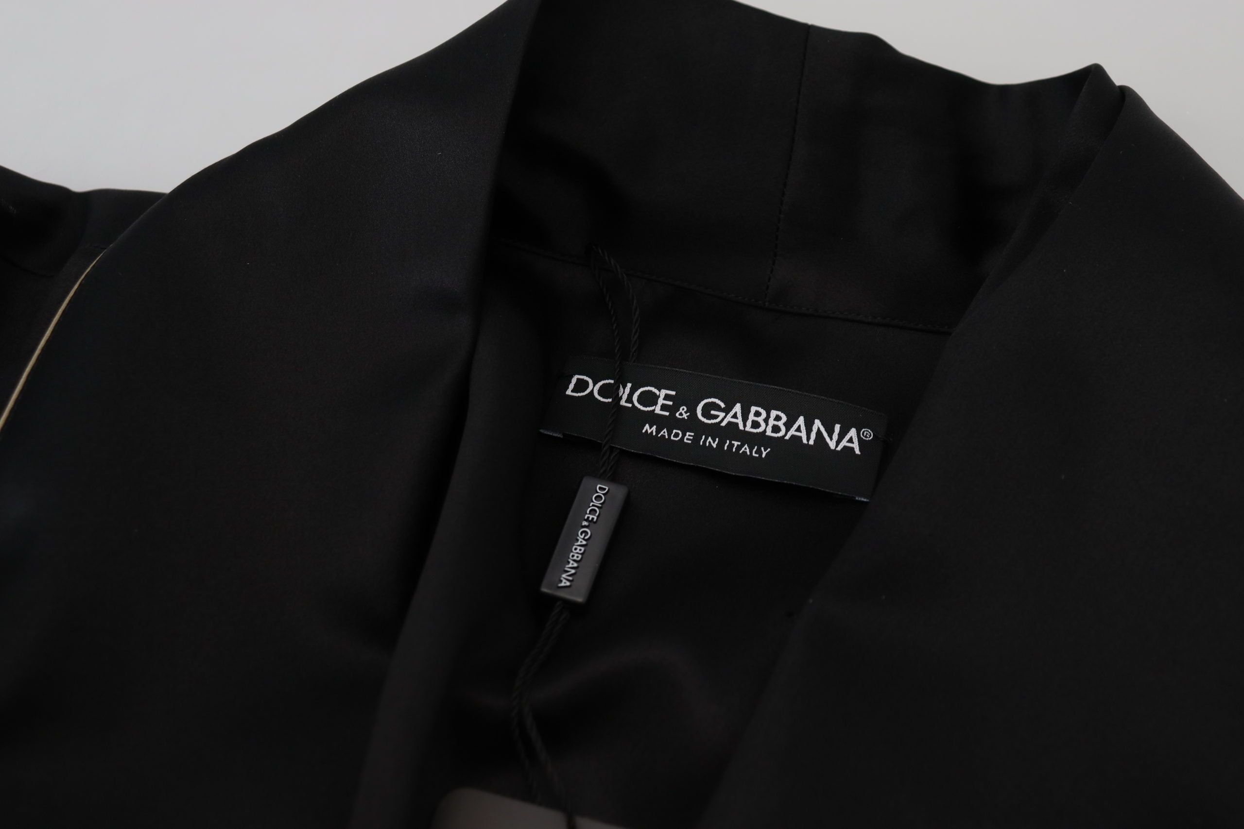 Dolce & Gabbana Black 100% Silk Robe Coat Wrap  Jacket - Zeiniez