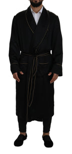 Dolce & Gabbana Black 100% Silk Robe Coat Wrap  Jacket - Zeiniez
