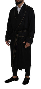 Dolce & Gabbana Black 100% Silk Robe Coat Wrap  Jacket - Zeiniez
