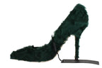 Dolce & Gabbana Green Xiangao Lamb Fur Leather Pumps - Zeiniez