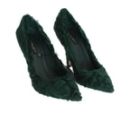 Dolce & Gabbana Green Xiangao Lamb Fur Leather Pumps - Zeiniez