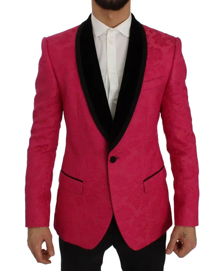 Dolce & Gabbana Pink Floral Brocade Slim Blazer Jacket - Zeiniez