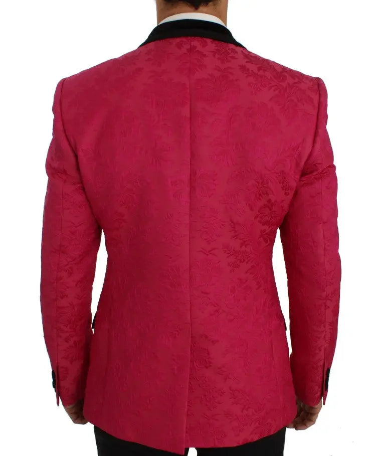 Dolce & Gabbana Pink Floral Brocade Slim Blazer Jacket - Zeiniez
