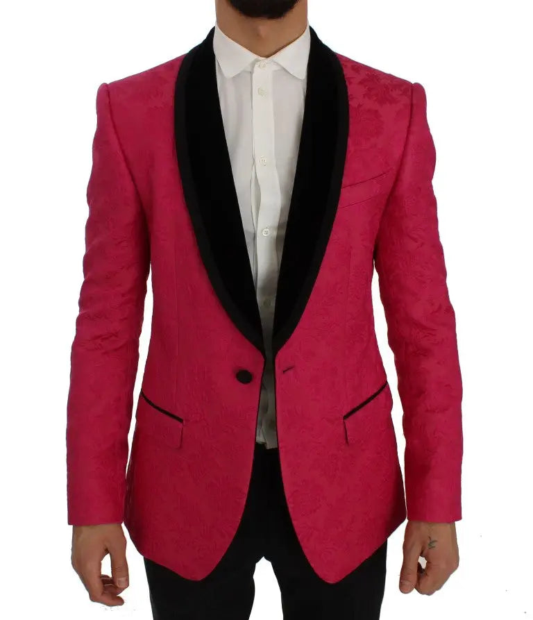 Dolce & Gabbana Pink Floral Brocade Slim Blazer Jacket - Zeiniez