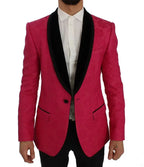 Dolce & Gabbana Pink Floral Brocade Slim Blazer Jacket - Zeiniez