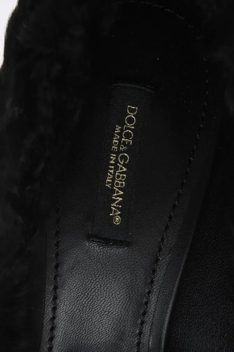 Dolce & Gabbana Black Xiangao Lamb Fur Leather Pumps - Zeiniez