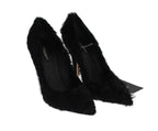 Dolce & Gabbana Black Xiangao Lamb Fur Leather Pumps - Zeiniez