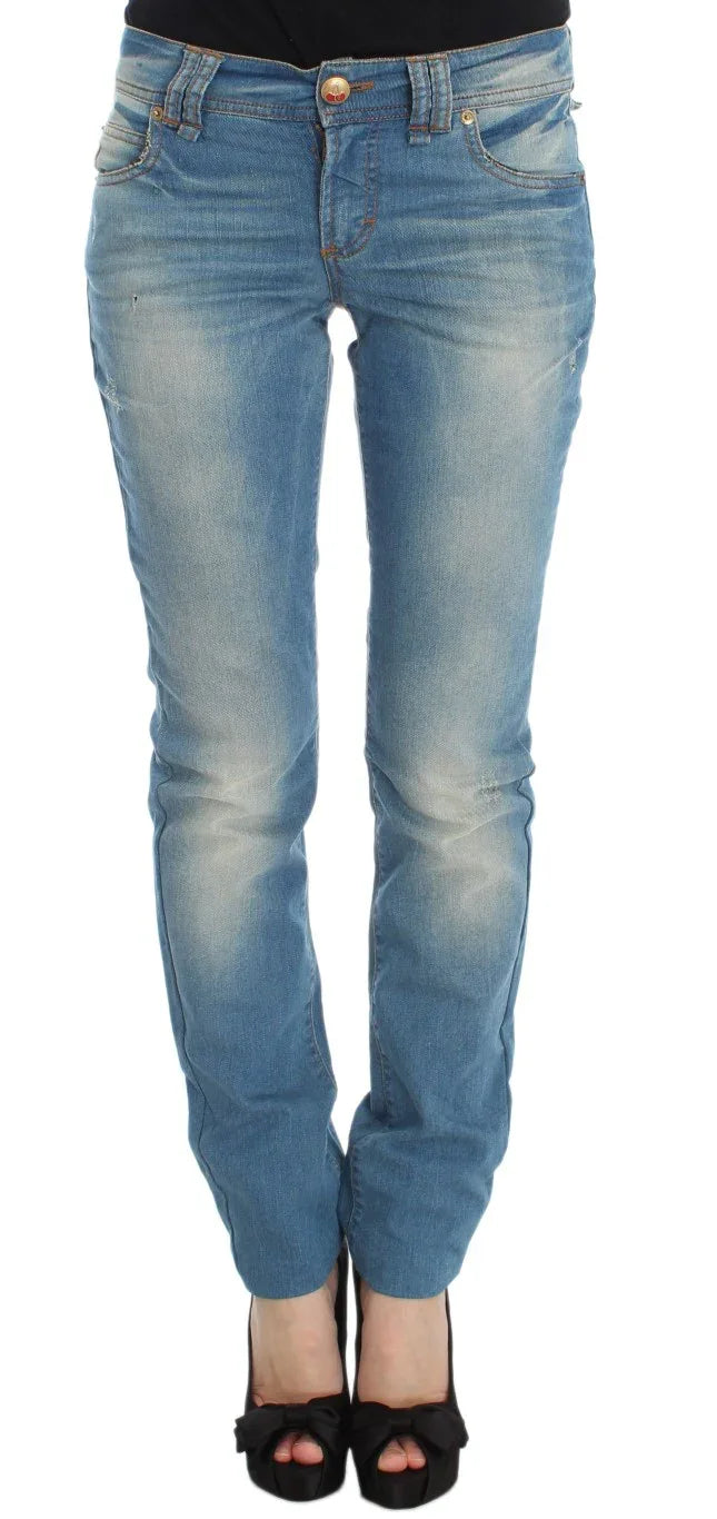 John Galliano Blue Wash Cotton Blend Slim Fit Jeans - Zeiniez