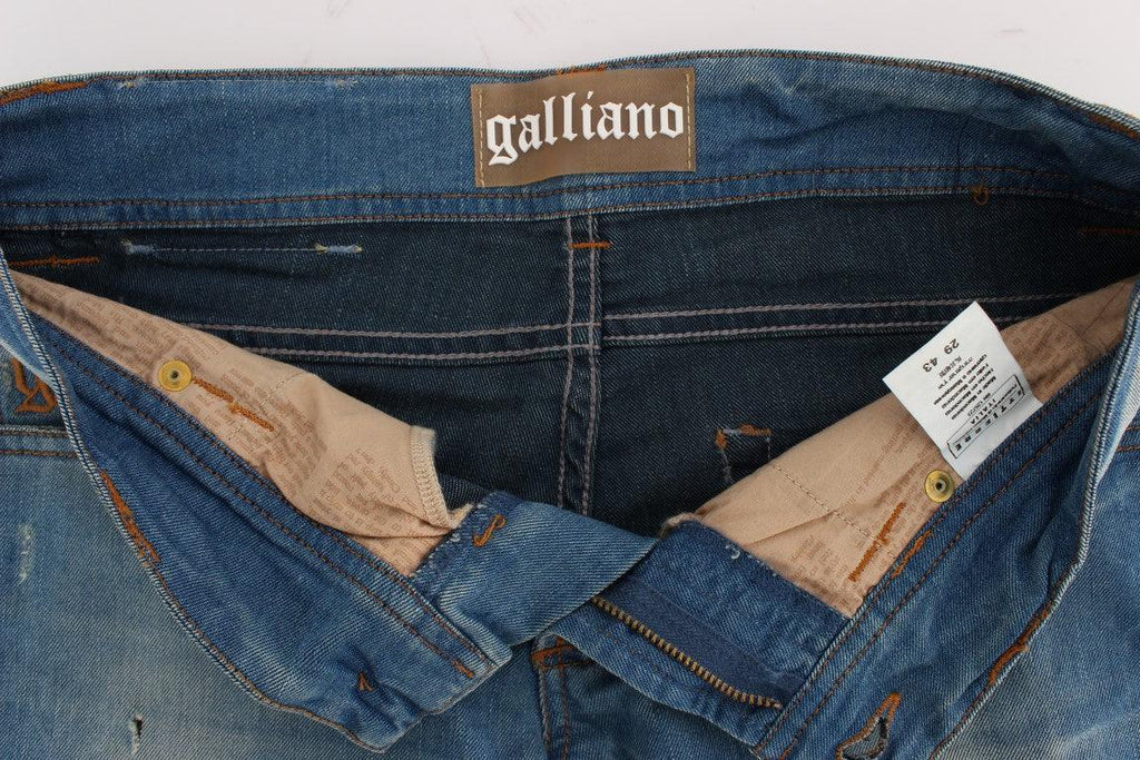 John Galliano Blue Wash Cotton Blend Slim Fit Jeans - Zeiniez