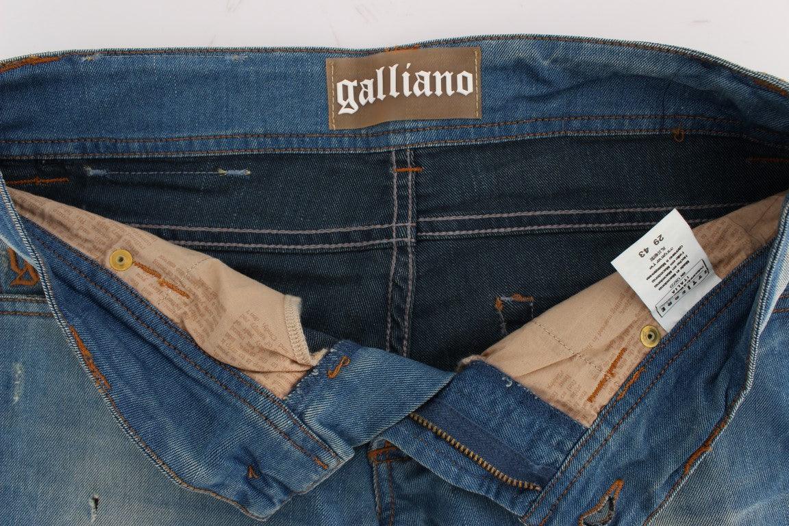 John Galliano Blue Wash Cotton Blend Slim Fit Jeans - Zeiniez
