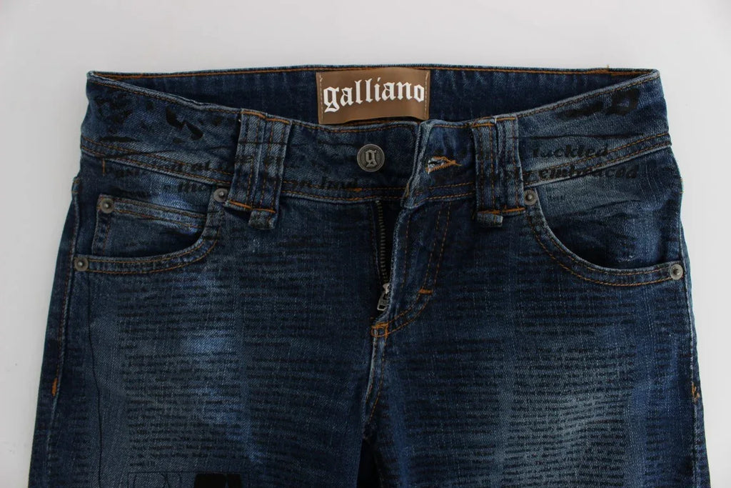 John Galliano Blue Wash Cotton Blend Slim Fit Bootcut Jeans - Zeiniez
