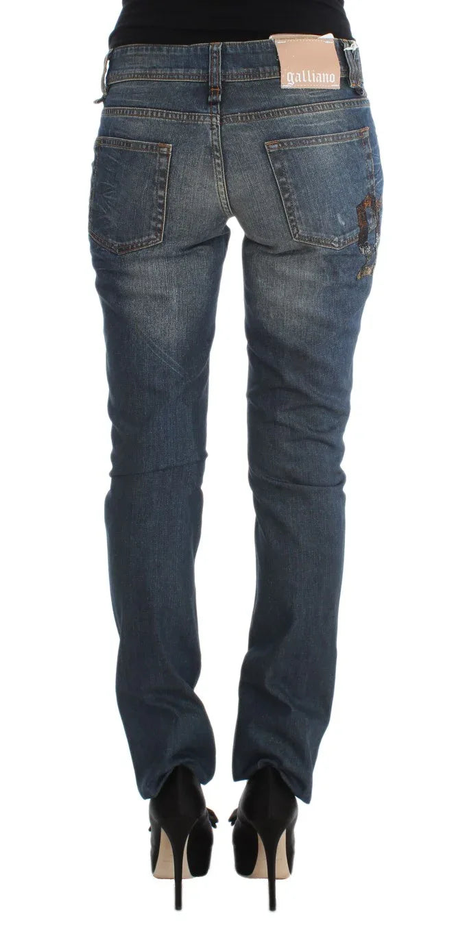 John Galliano Blue Wash Cotton Blend Slim Fit Jeans - Zeiniez