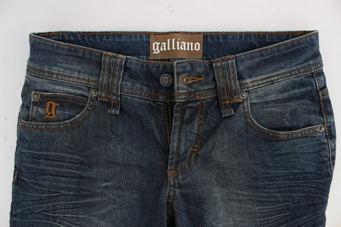 John Galliano Blue Wash Cotton Blend Slim Fit Jeans - Zeiniez