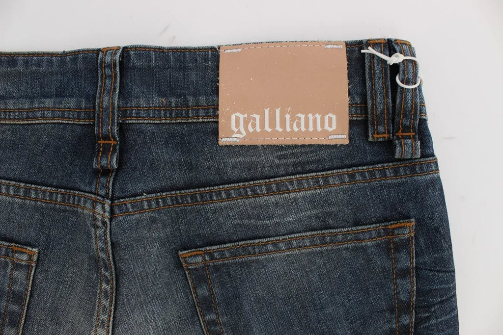 John Galliano Blue Wash Cotton Blend Slim Fit Jeans - Zeiniez
