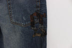 John Galliano Blue Wash Cotton Blend Slim Fit Jeans - Zeiniez