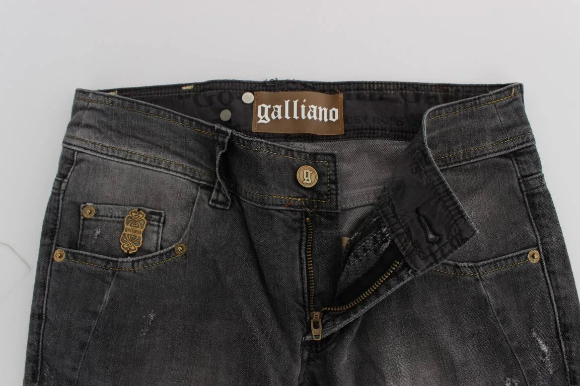 John Galliano Gray Wash Cotton Blend Slim Fit Stretch Jeans - Zeiniez