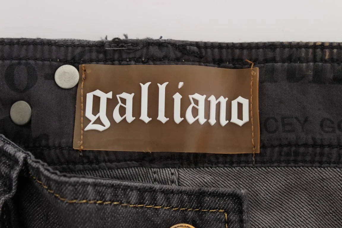 John Galliano Gray Wash Cotton Blend Slim Fit Stretch Jeans - Zeiniez