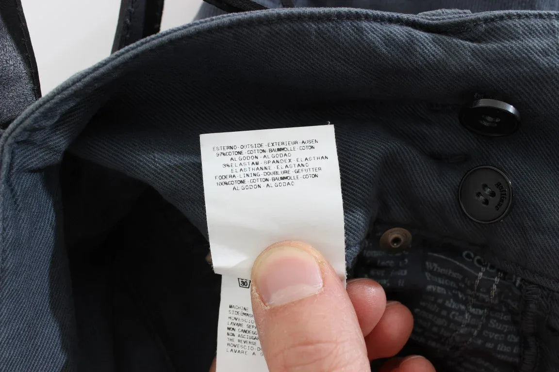 John Galliano Blue Cotton Blend Slim Fit High Waist Jeans - Zeiniez