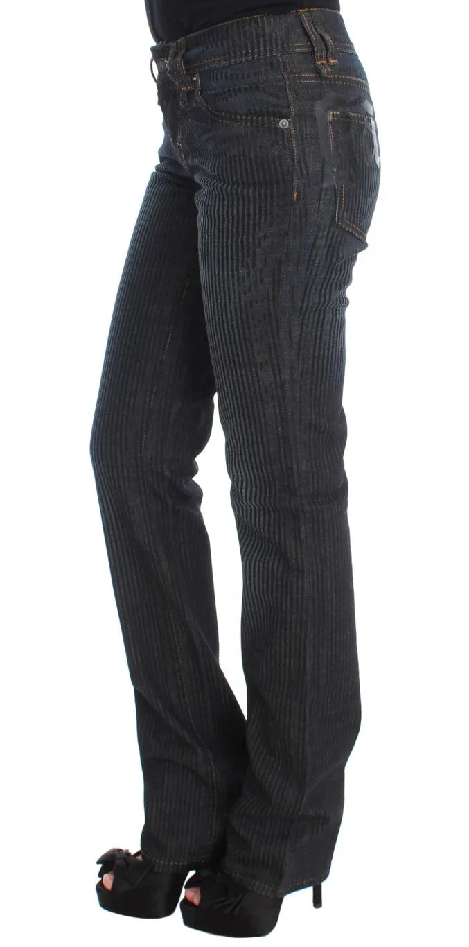 John Galliano Blue Wash Cotton Blend Slim Fit Bootcut Jeans - Zeiniez