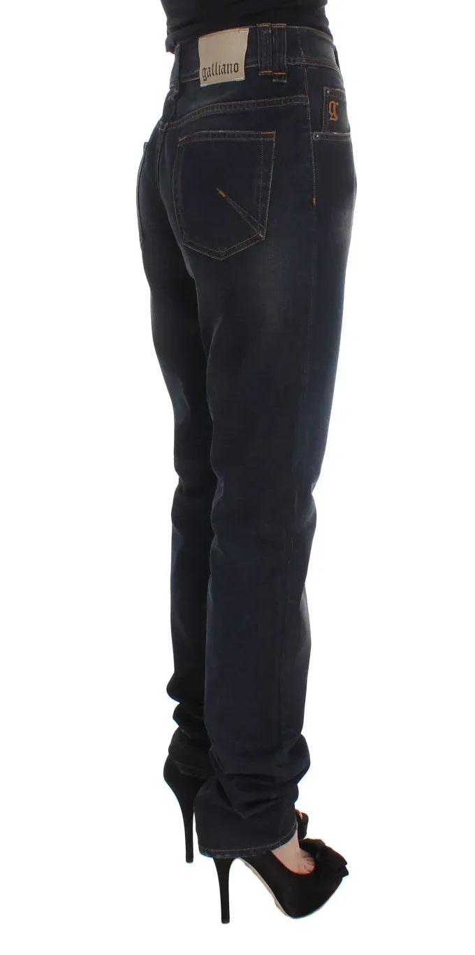 John Galliano Blue Wash Cotton Blend Boyfriend Fit Jeans - Zeiniez