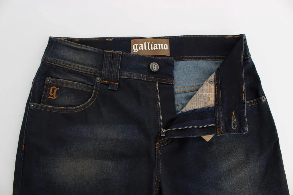 John Galliano Blue Wash Cotton Blend Boyfriend Fit Jeans - Zeiniez