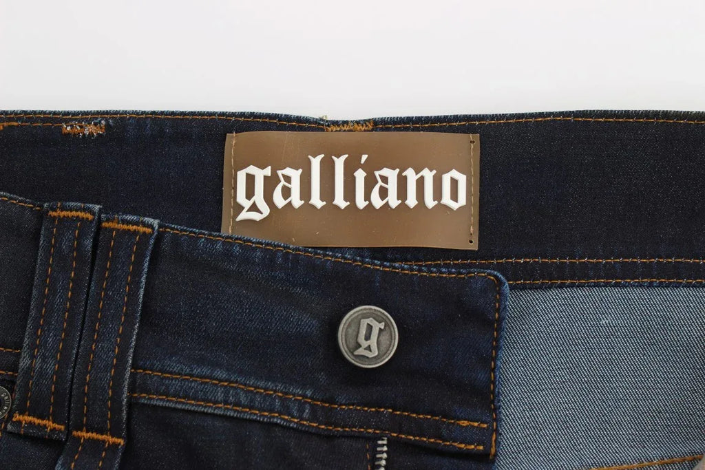 John Galliano Blue Wash Cotton Blend Boyfriend Fit Jeans - Zeiniez