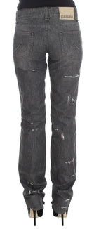 John Galliano Gray Wash Cotton Torn Straight Fit Jeans - Zeiniez