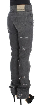 John Galliano Gray Wash Cotton Torn Straight Fit Jeans - Zeiniez