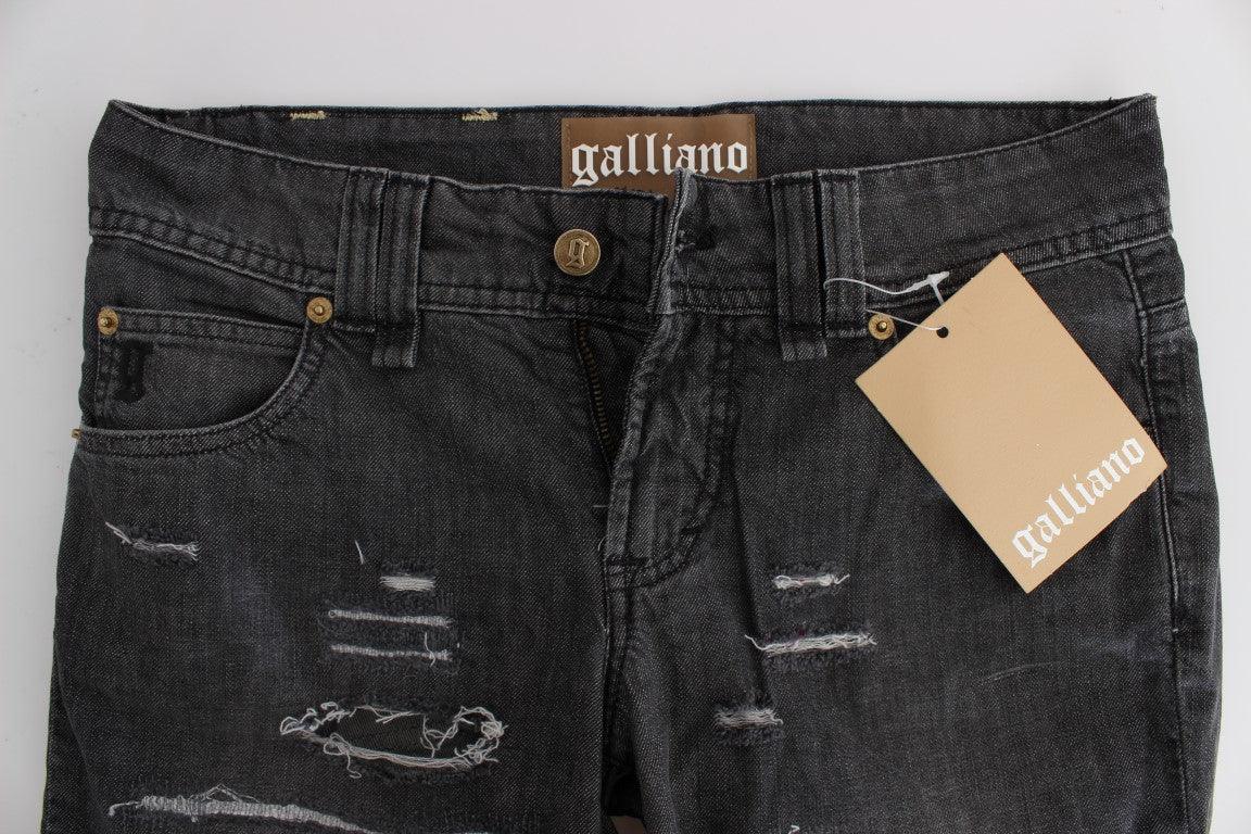 John Galliano Gray Wash Cotton Torn Straight Fit Jeans - Zeiniez