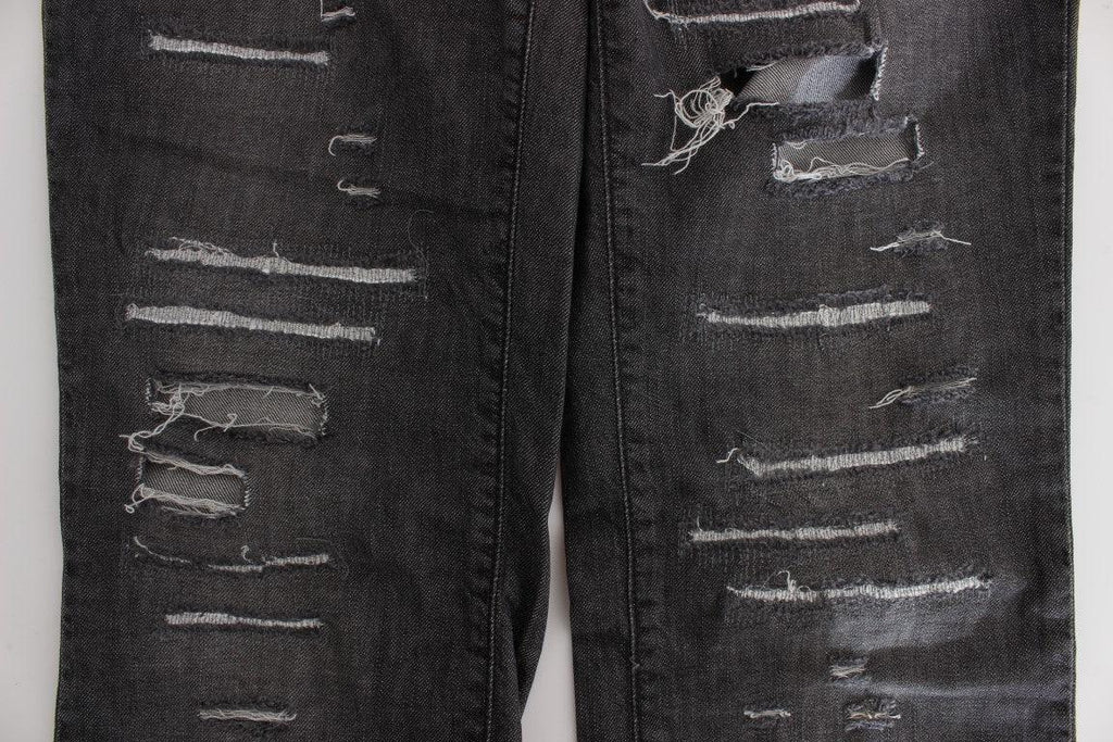 John Galliano Gray Wash Cotton Torn Straight Fit Jeans - Zeiniez