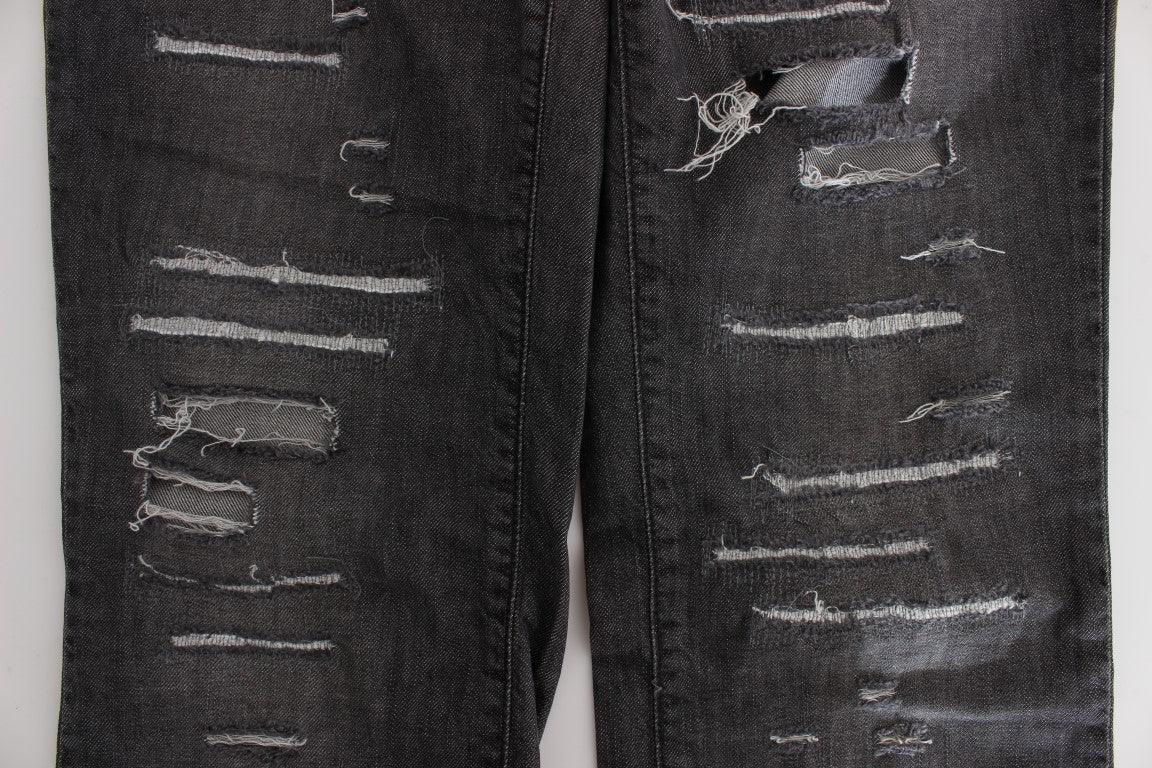 John Galliano Gray Wash Cotton Torn Straight Fit Jeans - Zeiniez