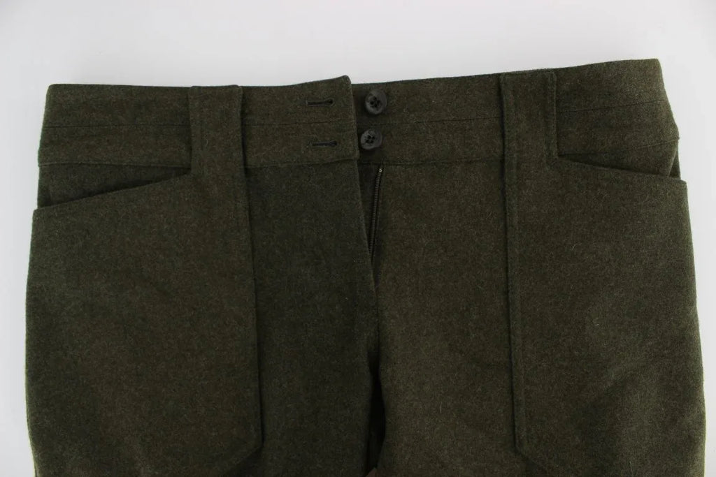 Ermanno Scervino Green Wool Blend Loose Fit Cargo Pants - Zeiniez