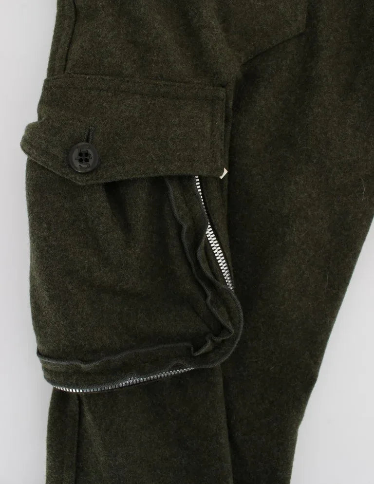 Ermanno Scervino Green Wool Blend Loose Fit Cargo Pants - Zeiniez