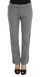 Ermanno Scervino Gray Cotton Straight Fit Casual Pants - Zeiniez