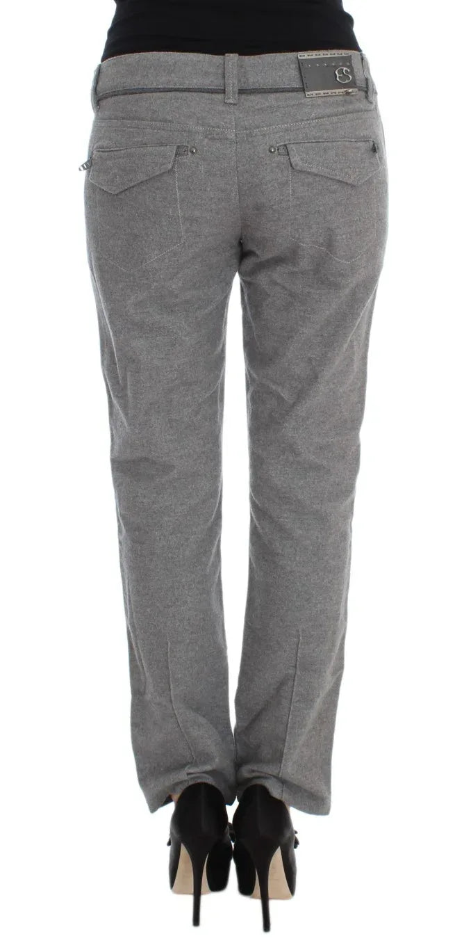Ermanno Scervino Gray Cotton Straight Fit Casual Pants - Zeiniez
