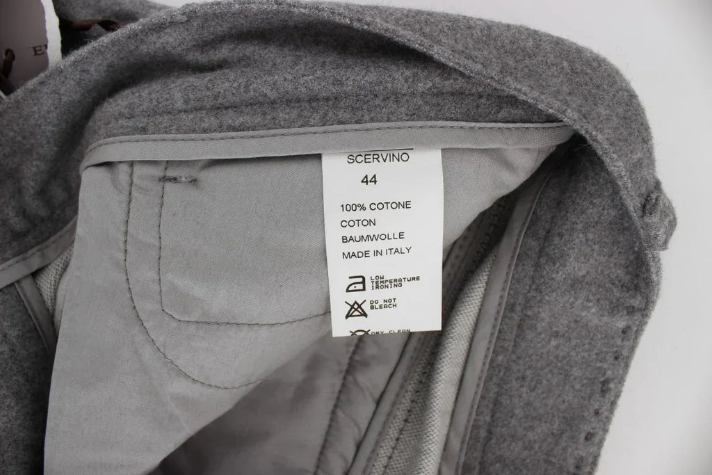 Ermanno Scervino Gray Cotton Straight Fit Casual Pants - Zeiniez