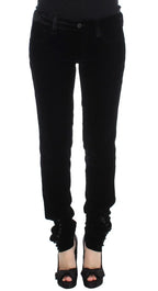 Ermanno Scervino Black Viscose Blend Velvet Slim Fit Pants - Zeiniez