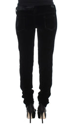 Ermanno Scervino Black Viscose Blend Velvet Slim Fit Pants - Zeiniez